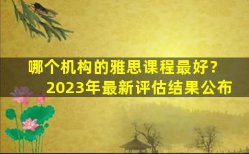 哪个机构的雅思课程最好？ 2023年最新评估结果公布